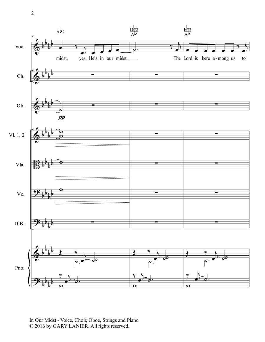 Gary Lanier: IN OUR MIDST (Worship - For Voice, Choir, Oboe, String Orchestra and Piano with Parts) Choir scores gallery preview page 3