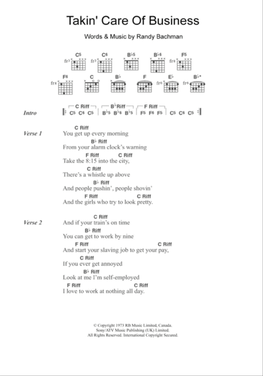 Takin' Care Of Business Guitar scores gallery preview page 1