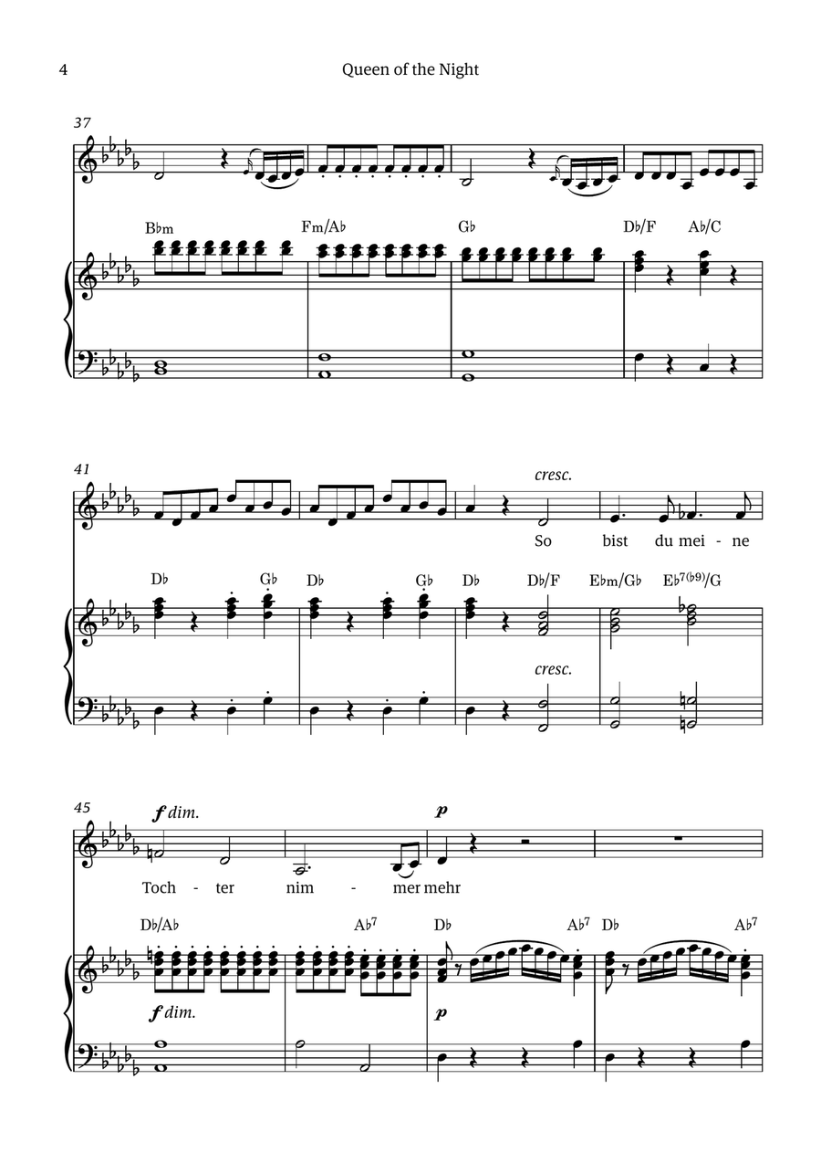 Queen of the Night (aria) - for ALTO in Bb minor (with chords) Chamber Music scores gallery preview page 4