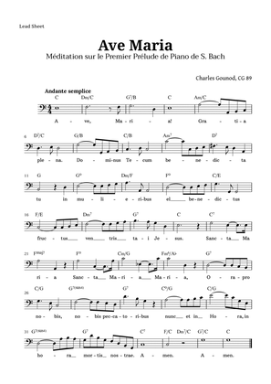 Ave Maria by Gounod Lead Sheet (Low Voice)