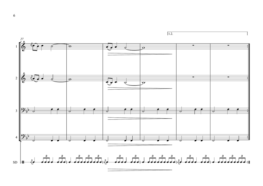 The Little Drummer Boy Brass Quartet scores gallery preview page 6
