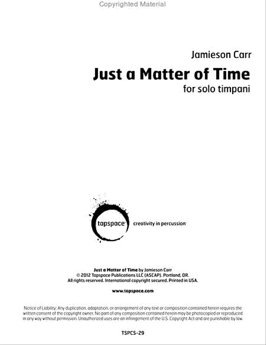 Just a Matter of Time Just a Matter of Time Percussion scores gallery preview page 2