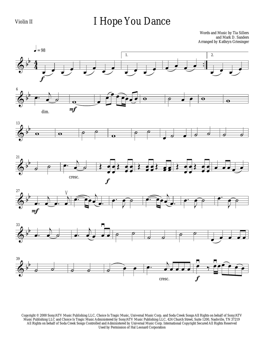 I Hope You Dance I Hope You Dance String Quartet scores gallery preview page 3