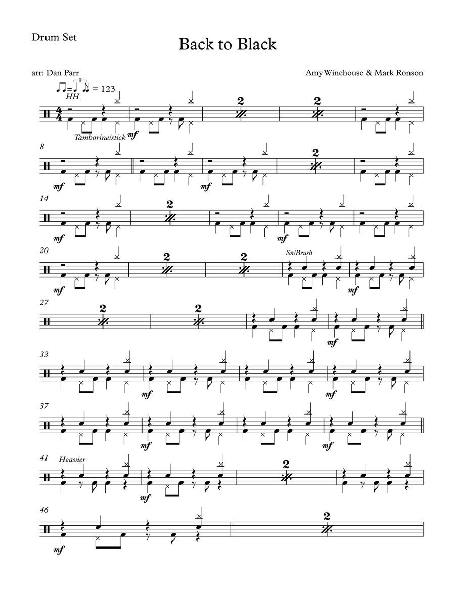 Back To Black Drum Set scores gallery preview page 1