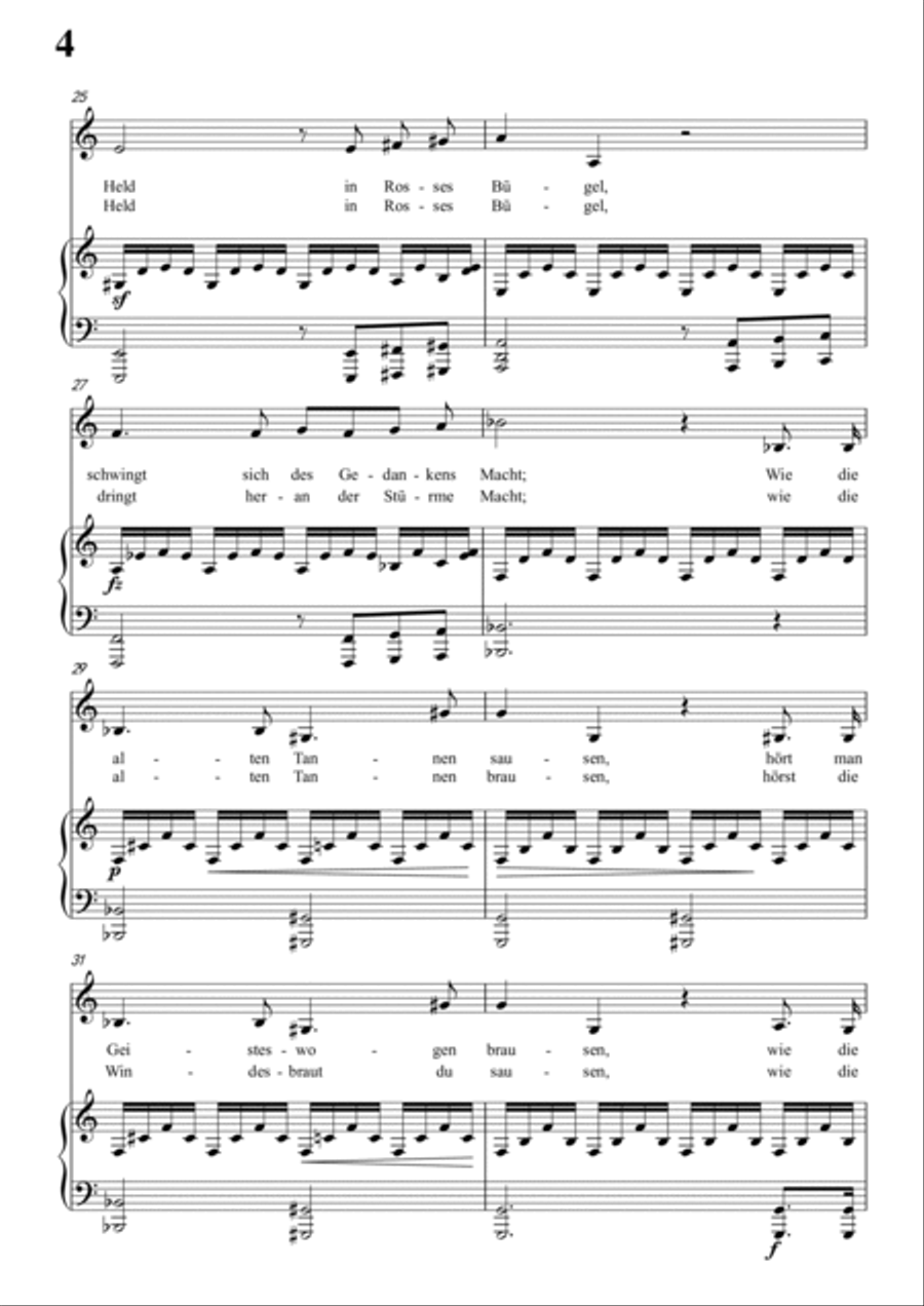 Schubert-Waldes-Nacht in C for Vocal and Piano Voice scores gallery preview page 5