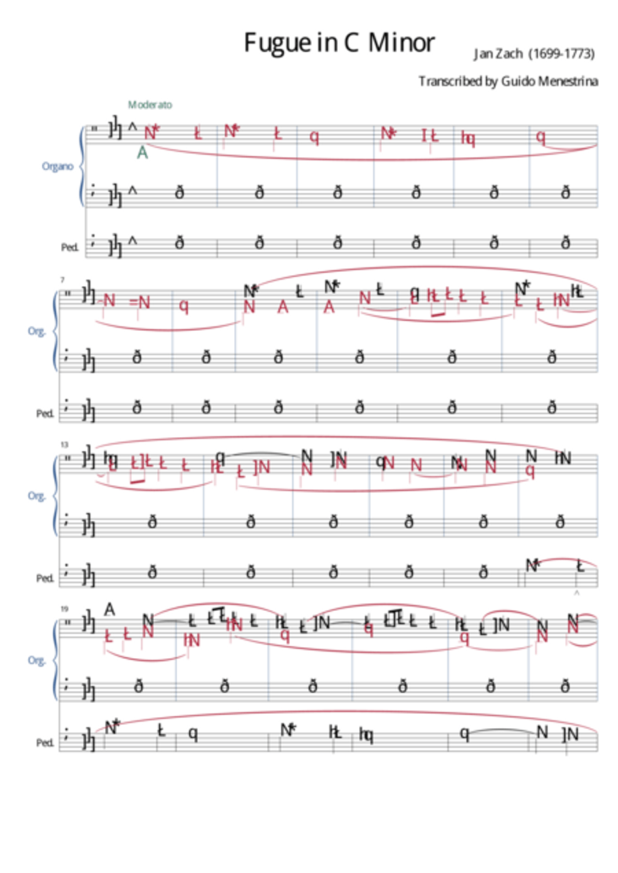 Jan Zach - Fugue in C Minor Organ Solo scores gallery preview page 2
