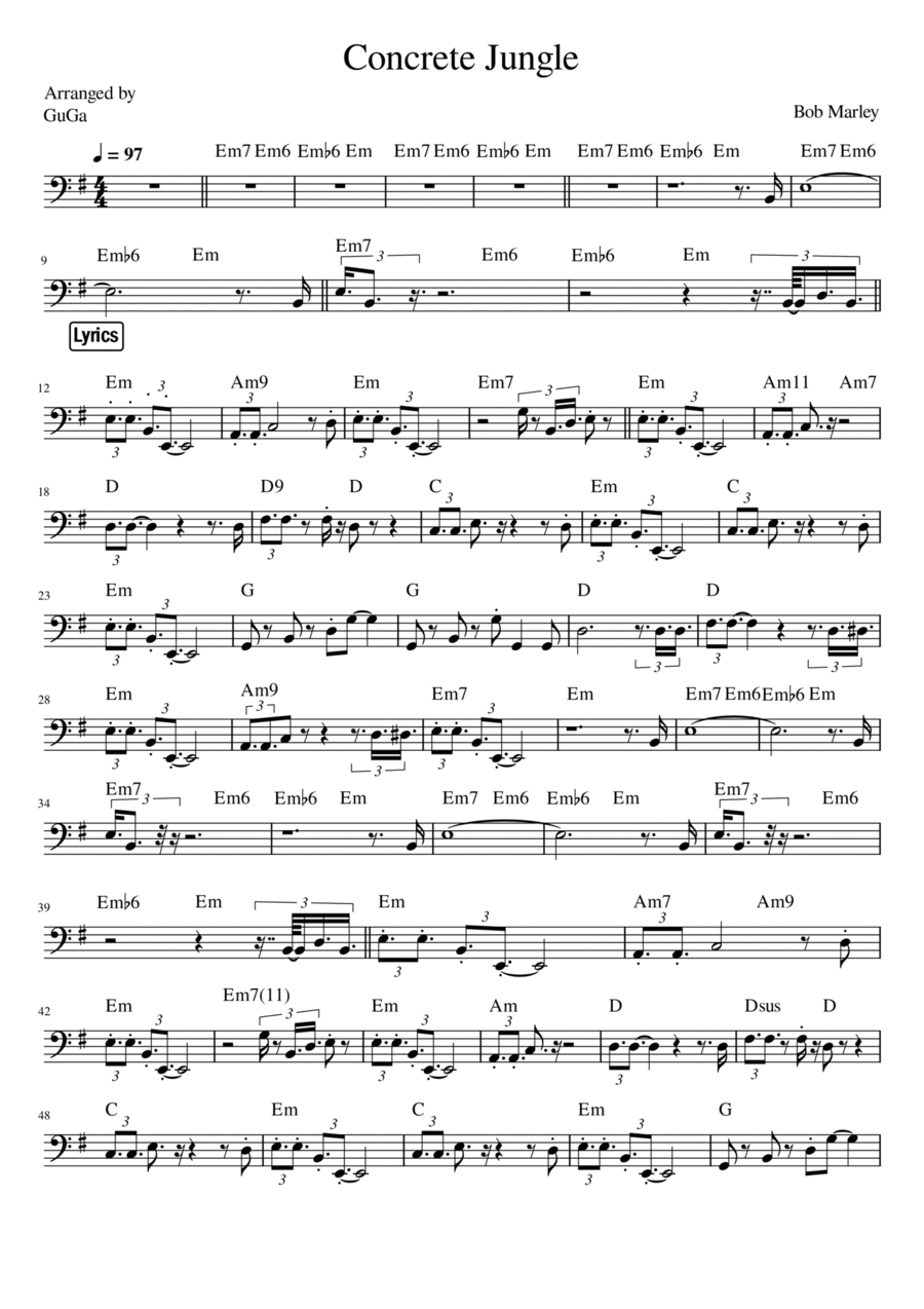 Concrete Jungle Bass Guitar scores gallery preview page 1