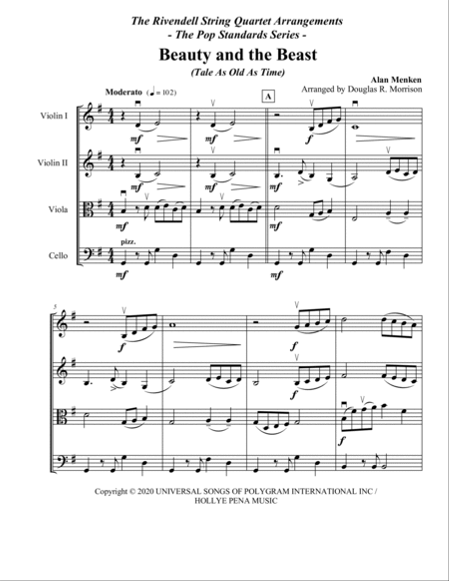 Beauty And The Beast String Quartet scores gallery preview page 2