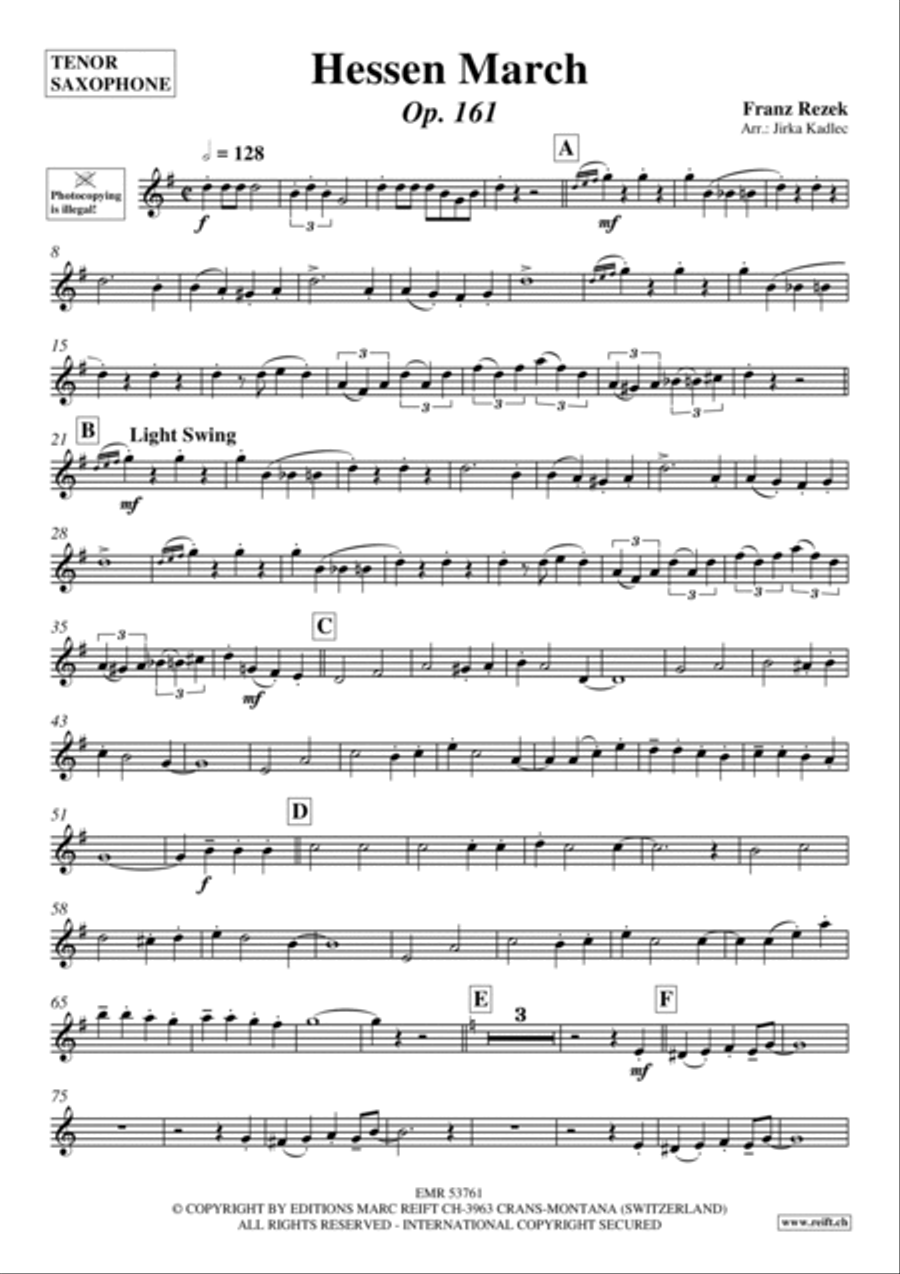 Hessen March Tenor Saxophone scores gallery preview page 2