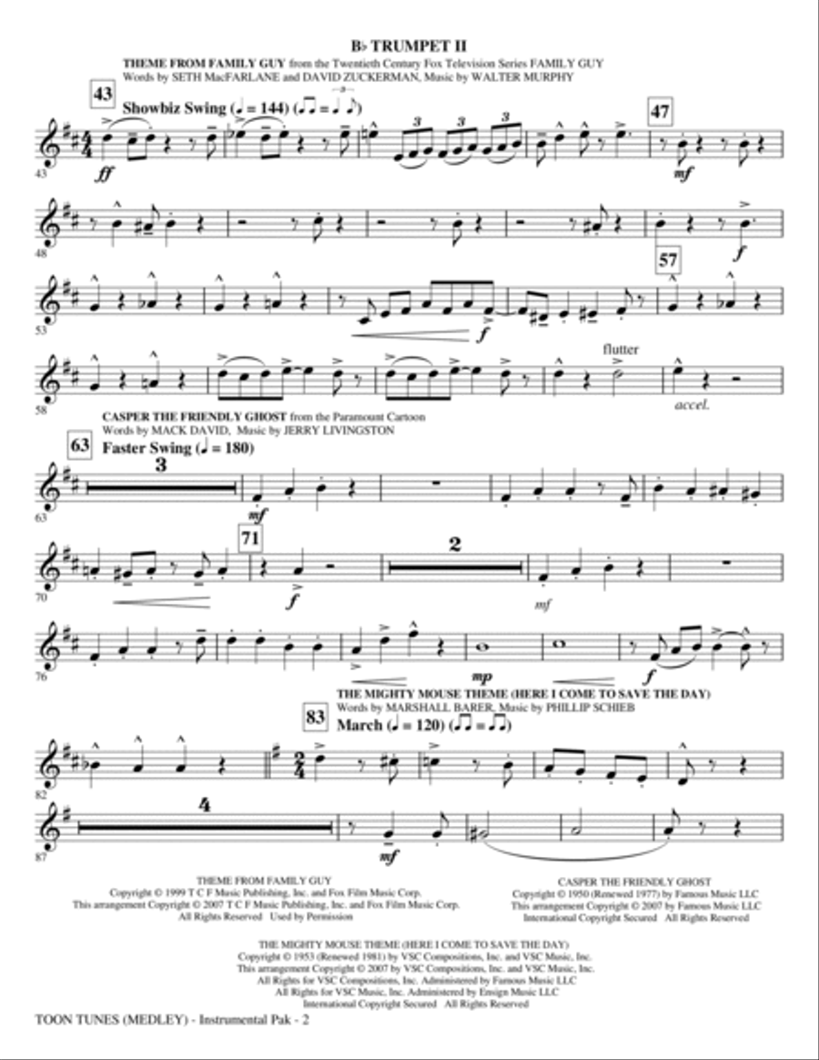 Toon Tunes - Bb Trumpet 2 Choir scores gallery preview page 2