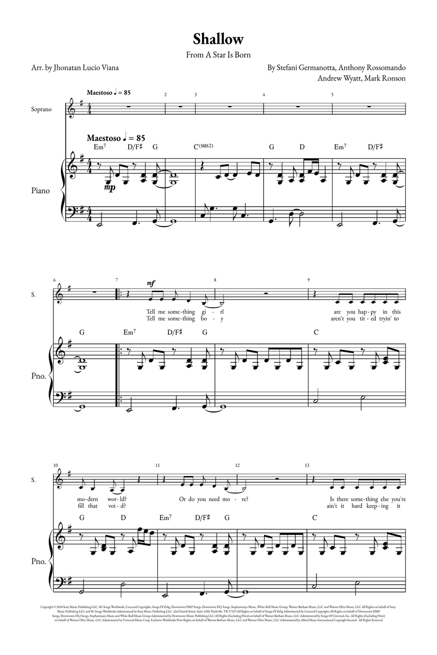 Shallow A Cappella scores gallery preview page 1