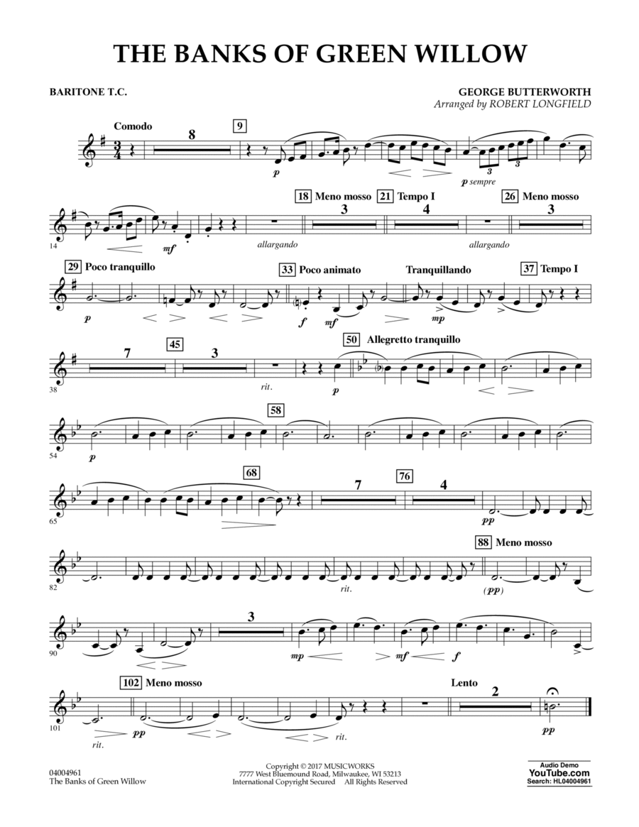 The Banks of Green Willow - Baritone T.C. Baritone Horn TC scores gallery preview page 1
