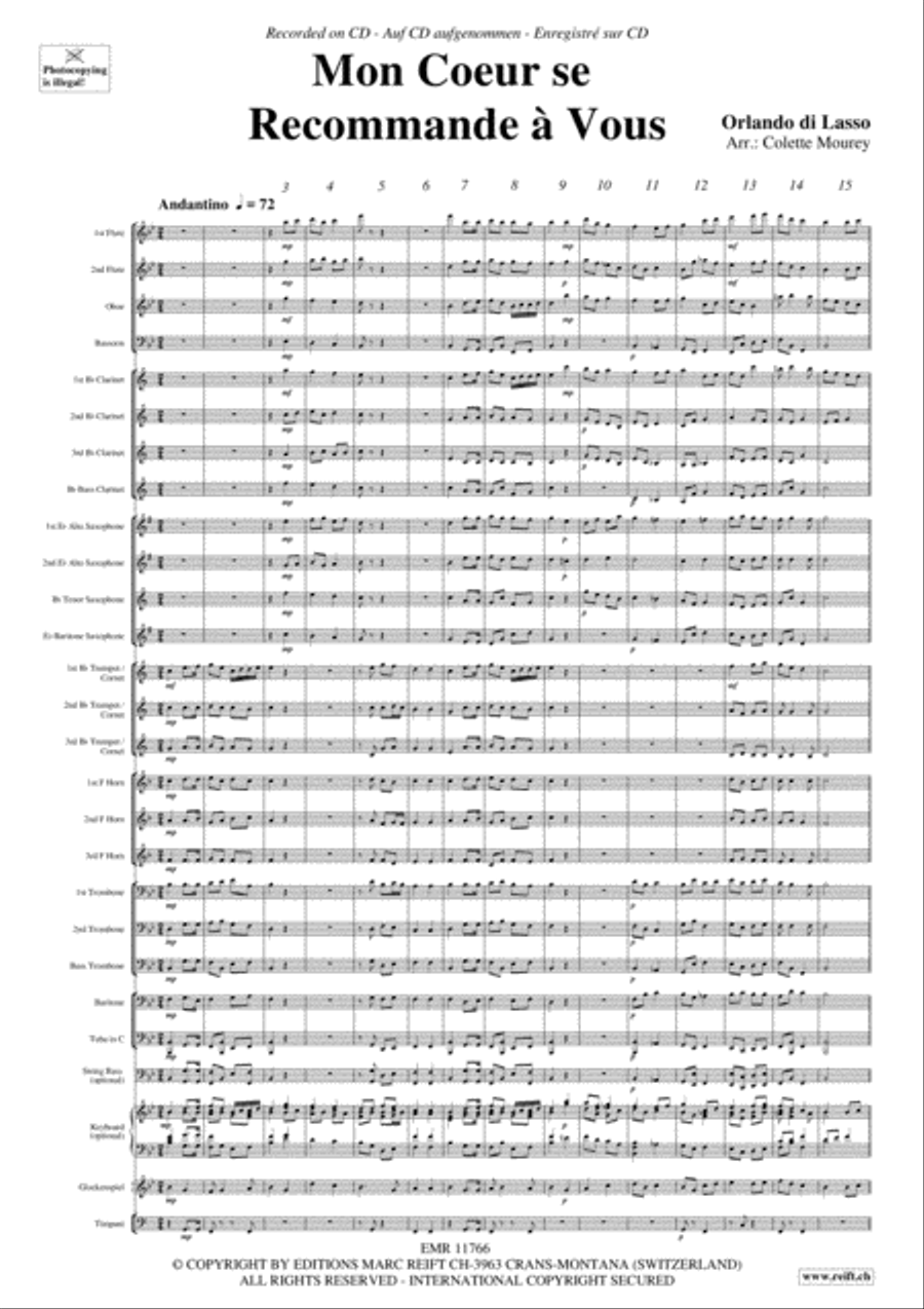 Mon Coeur se Recommande a Vous Concert Band scores gallery preview page 4