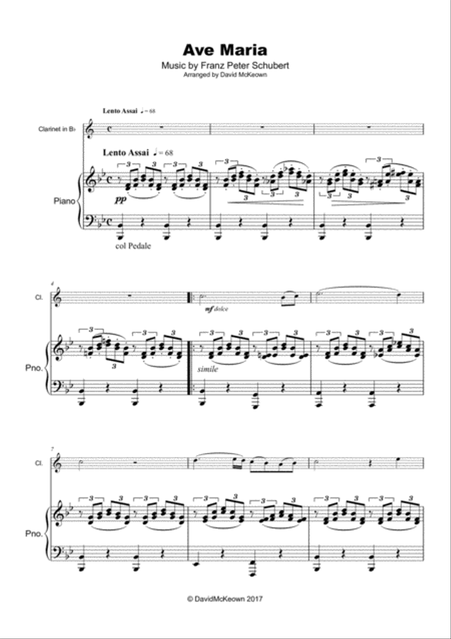 Ave Maria by Franz Schubert, for Clarinet and Piano Clarinet Solo scores gallery preview page 3