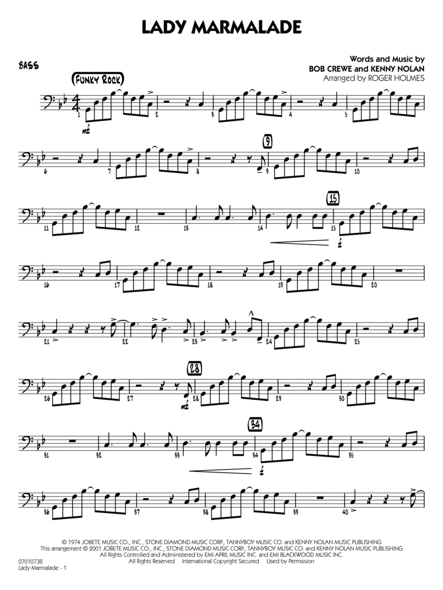Lady Marmalade (from Moulin Rouge) (arr. Roger Holmes) - Bass Jazz Ensemble scores gallery preview page 1