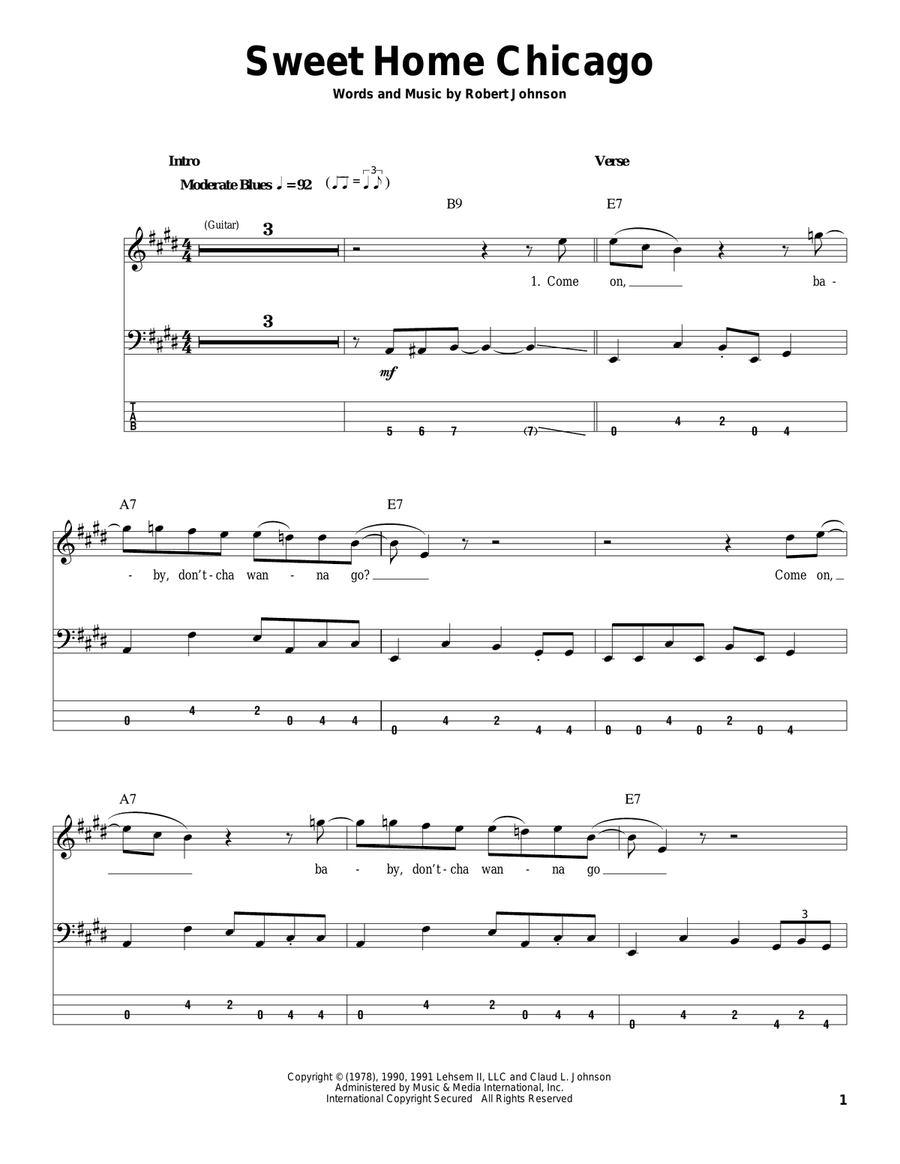 Sweet Home Chicago Sweet Home Chicago Acoustic Guitar scores gallery preview page 1