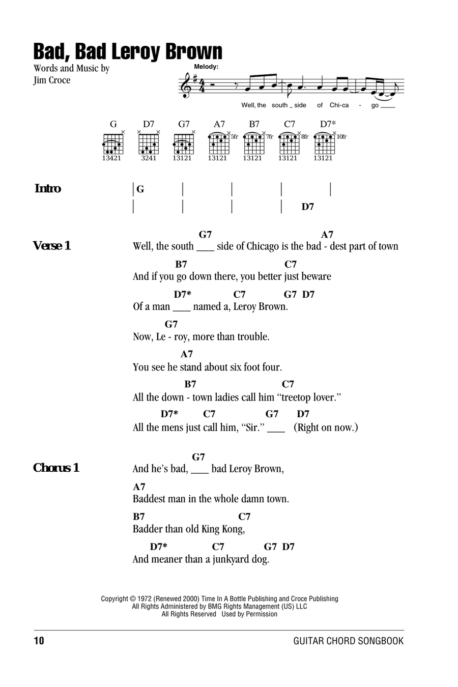 Bad, Bad Leroy Brown Bad, Bad Leroy Brown Acoustic Guitar scores gallery preview page 1