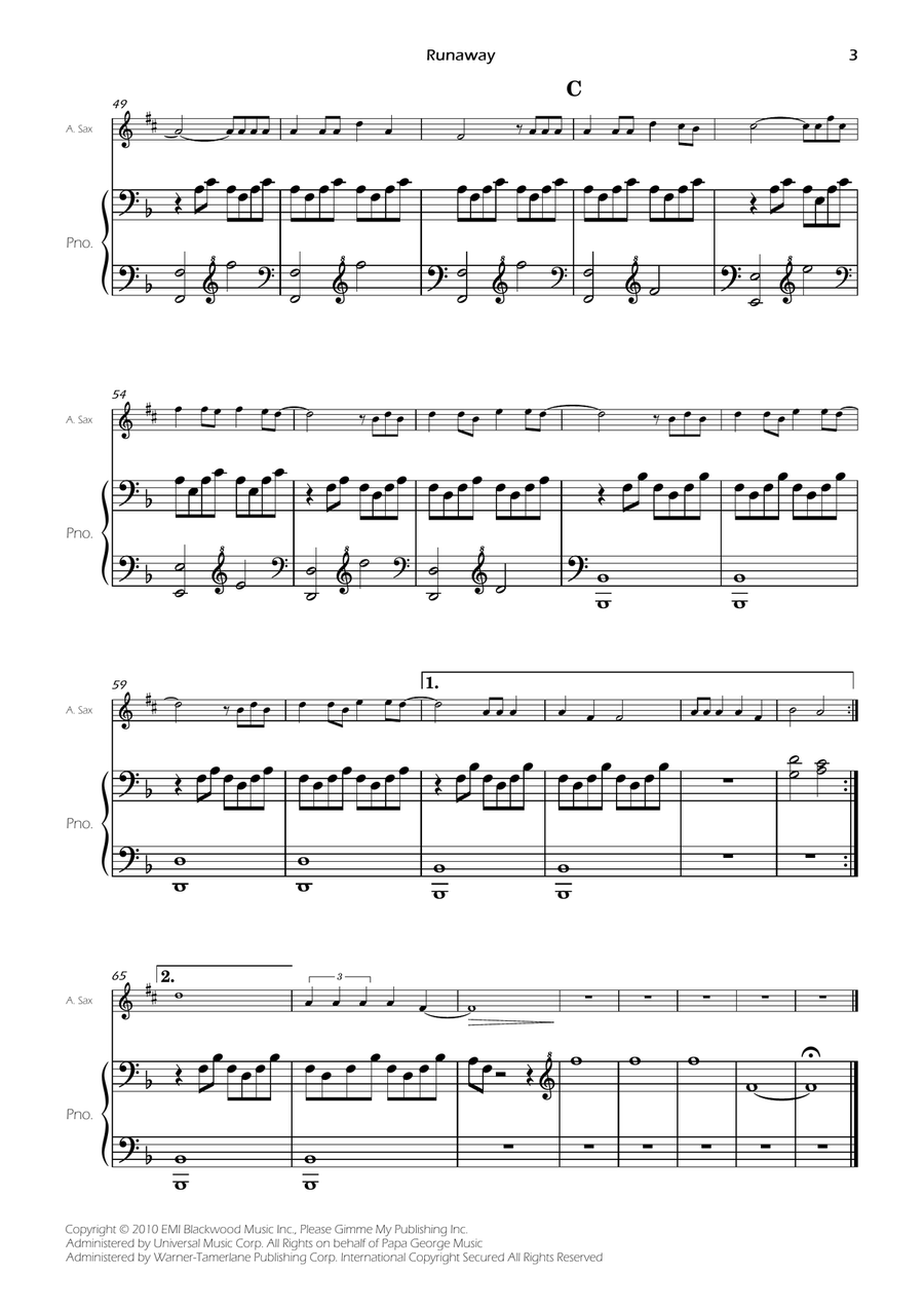 Runaway Alto Saxophone scores gallery preview page 5
