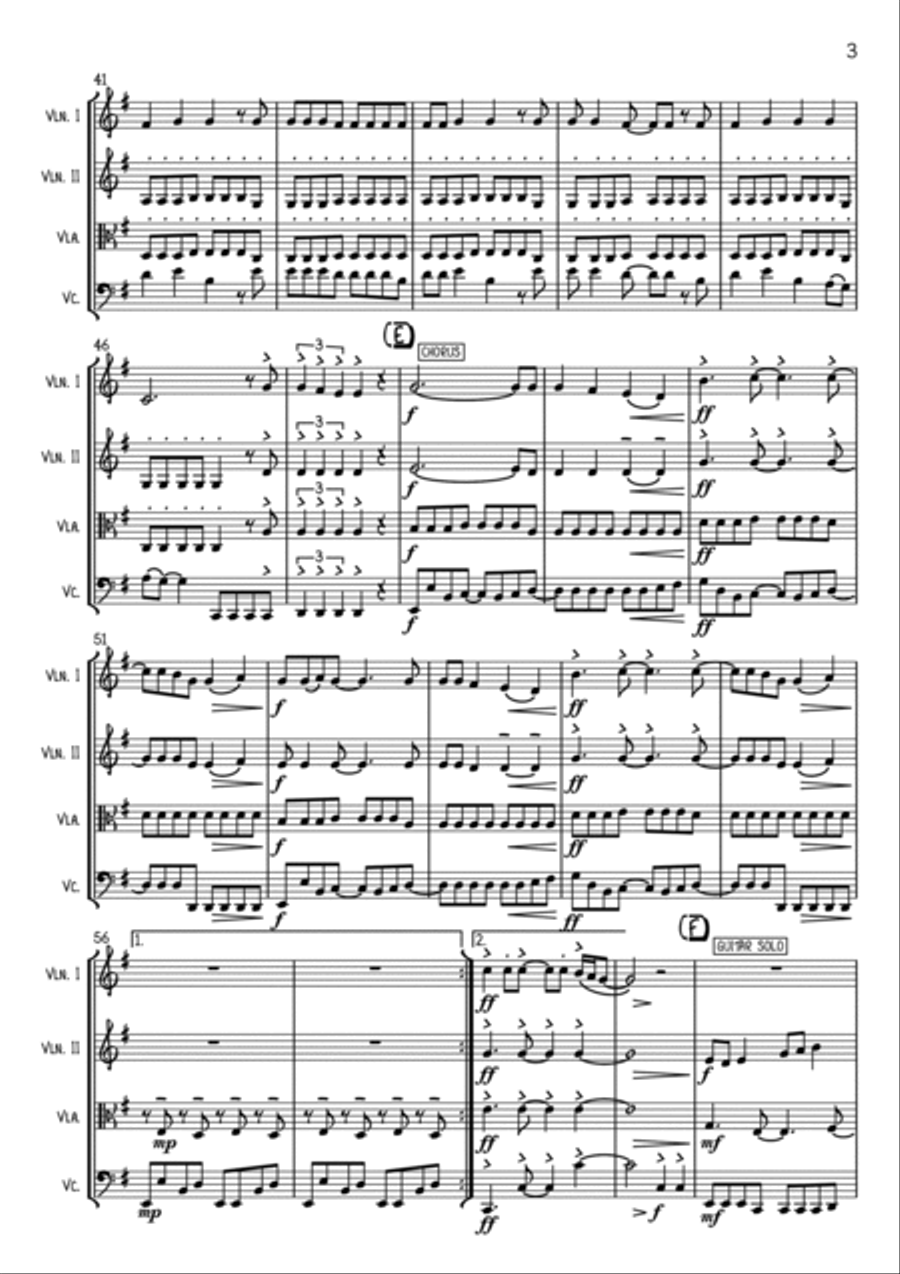 Livin' On A Prayer String Quartet scores gallery preview page 3