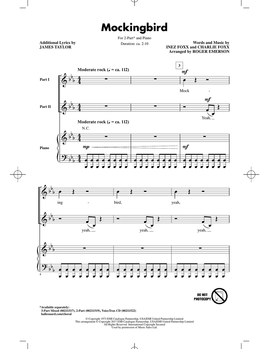 Mockingbird 2-Part scores gallery preview page 1