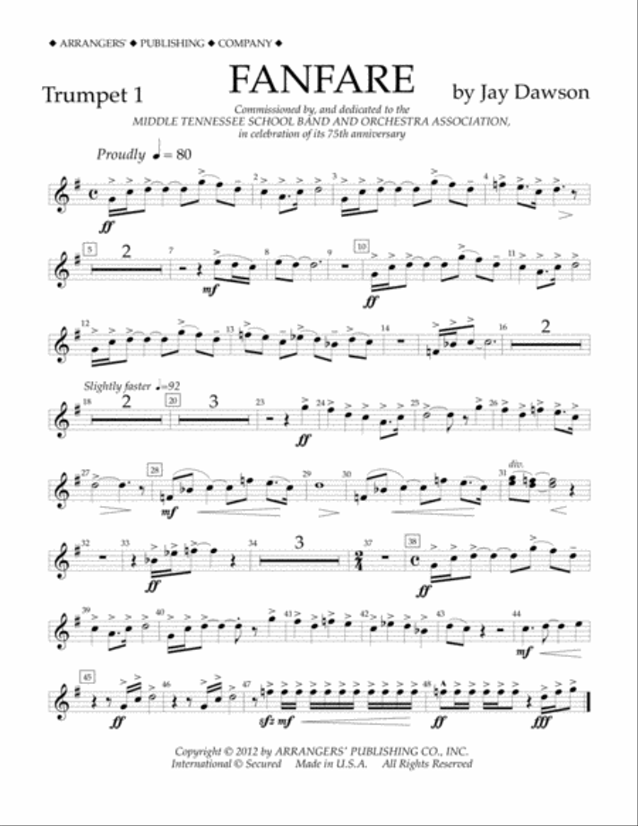 Fanfare - Trumpet 1 Fanfare - Trumpet 1 Concert Band scores gallery preview page 1