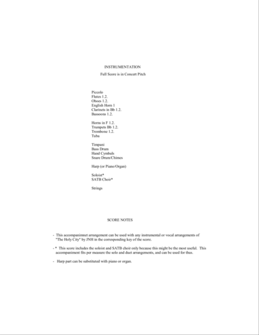 The Holy City for Voice, SATB Choir and Orchestra Key of C 4-Part scores gallery preview page 6