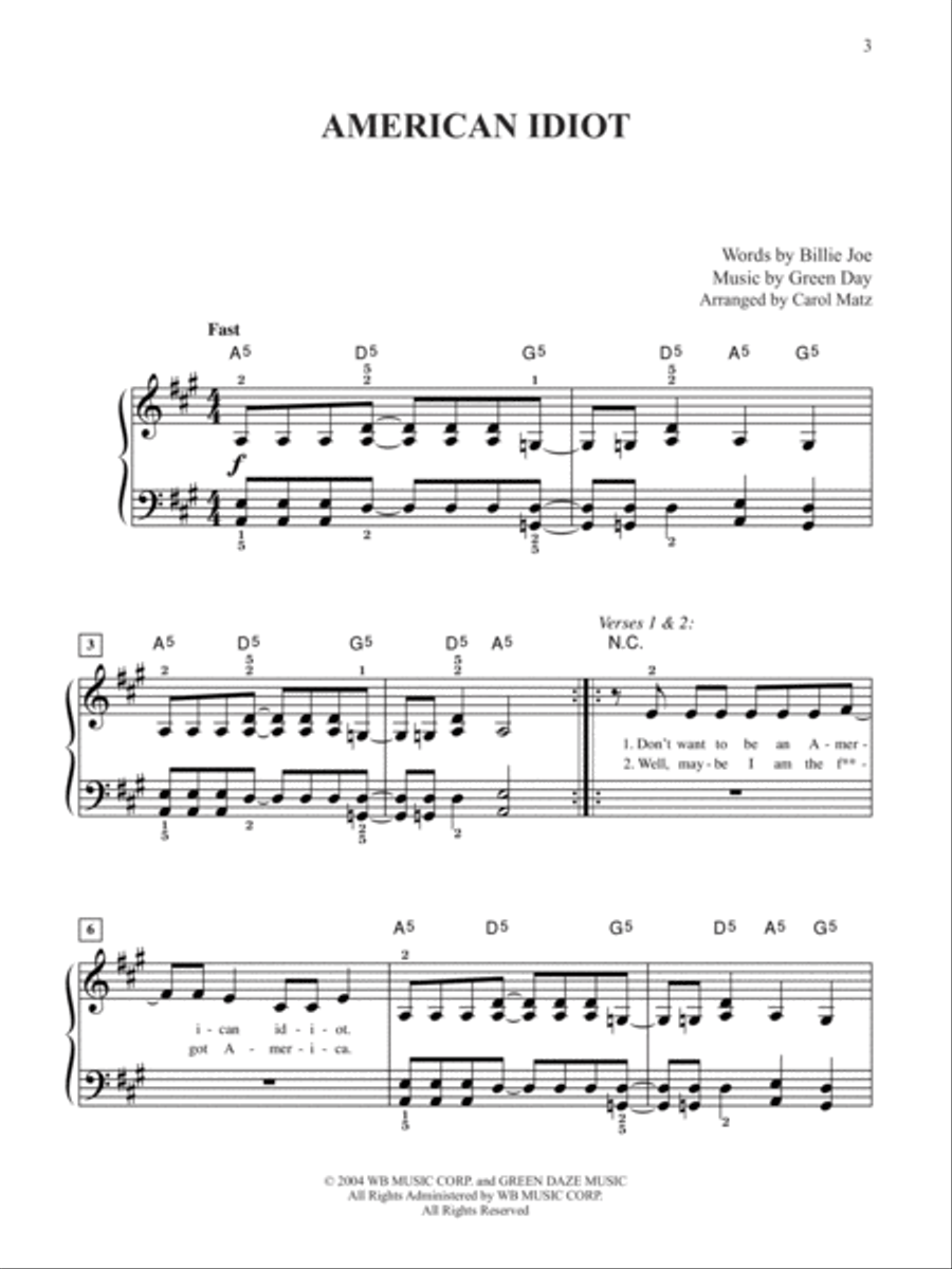 Green Day Sheet Music Anthology Easy Piano scores gallery preview page 3