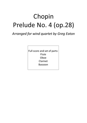 Book cover for Chopin - Prelude no.4 in E minor (op.28) - Wind Quartet