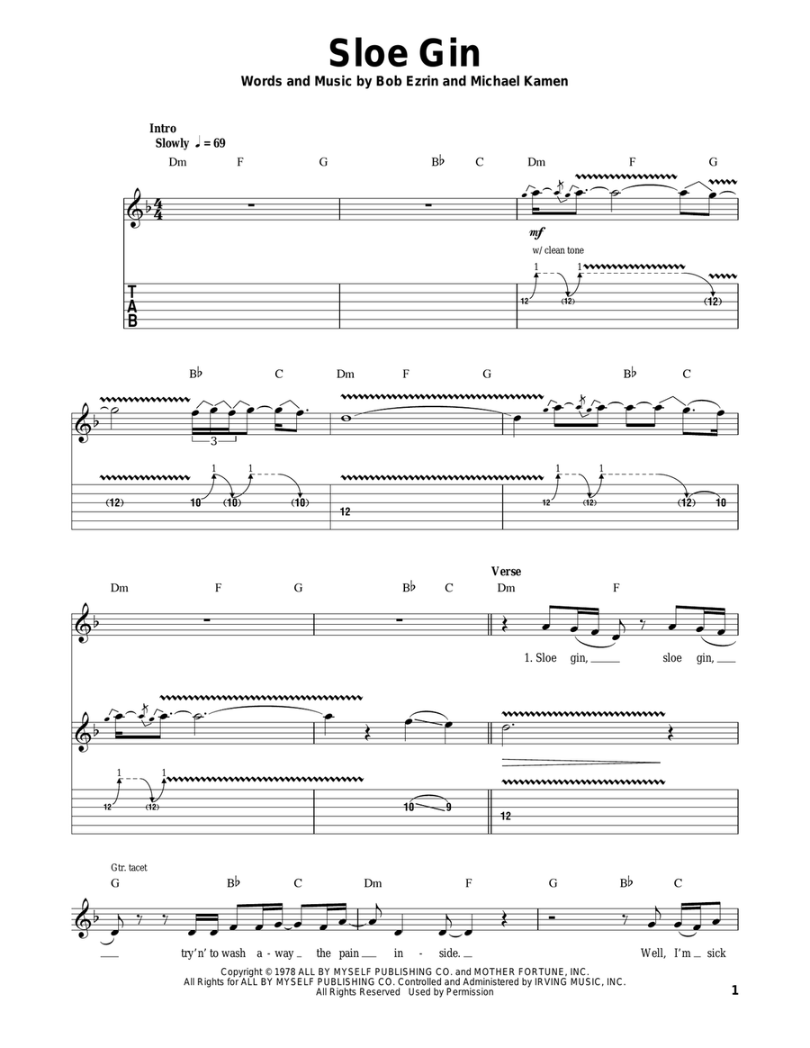 Sloe Gin Acoustic Guitar scores gallery preview page 1