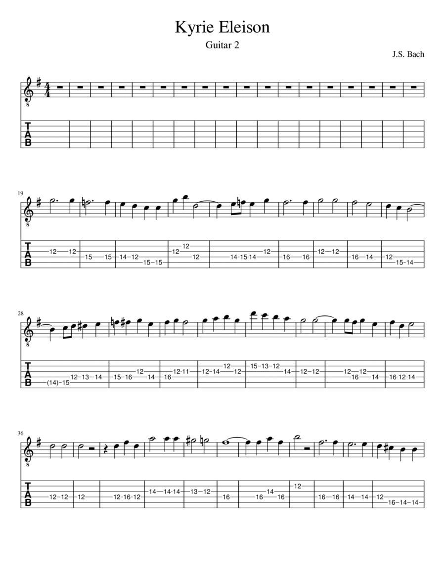 Kyrie Eleison (Guitar 2) Kyrie Eleison (Guitar 2) Classical Guitar scores gallery preview page 1