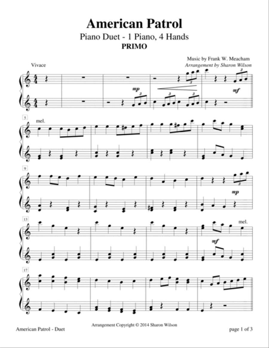 American Patrol (1 Piano, 4-Hands) 1 Piano, 4-Hands scores gallery preview page 3