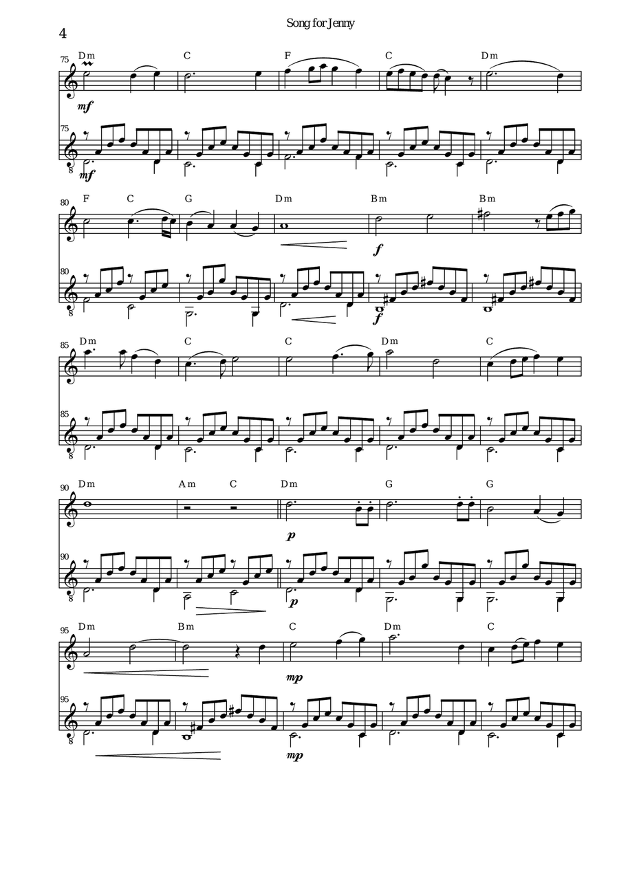 Song for Jenny for flute and guitar Flute scores gallery preview page 4