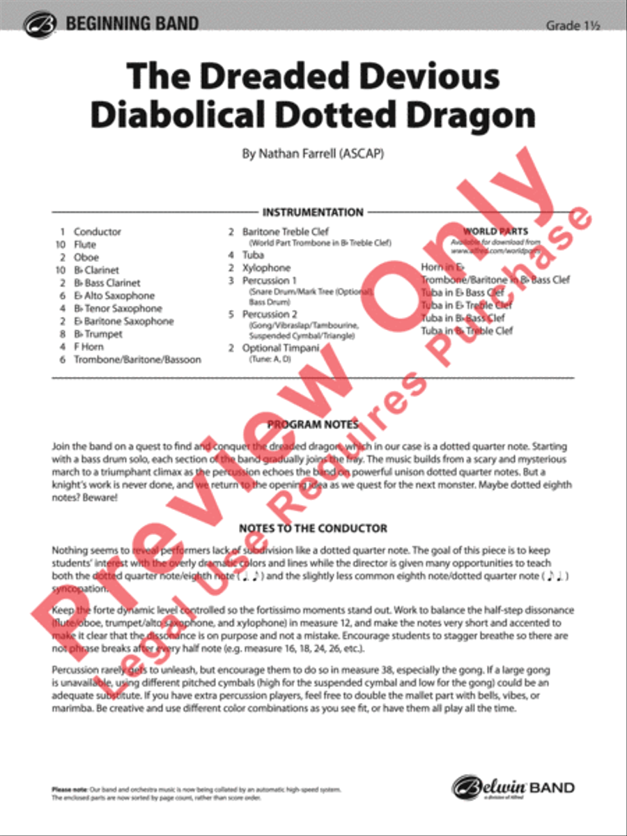 The Dreaded Devious Diabolical Dotted Dragon Concert Band scores gallery preview page 2