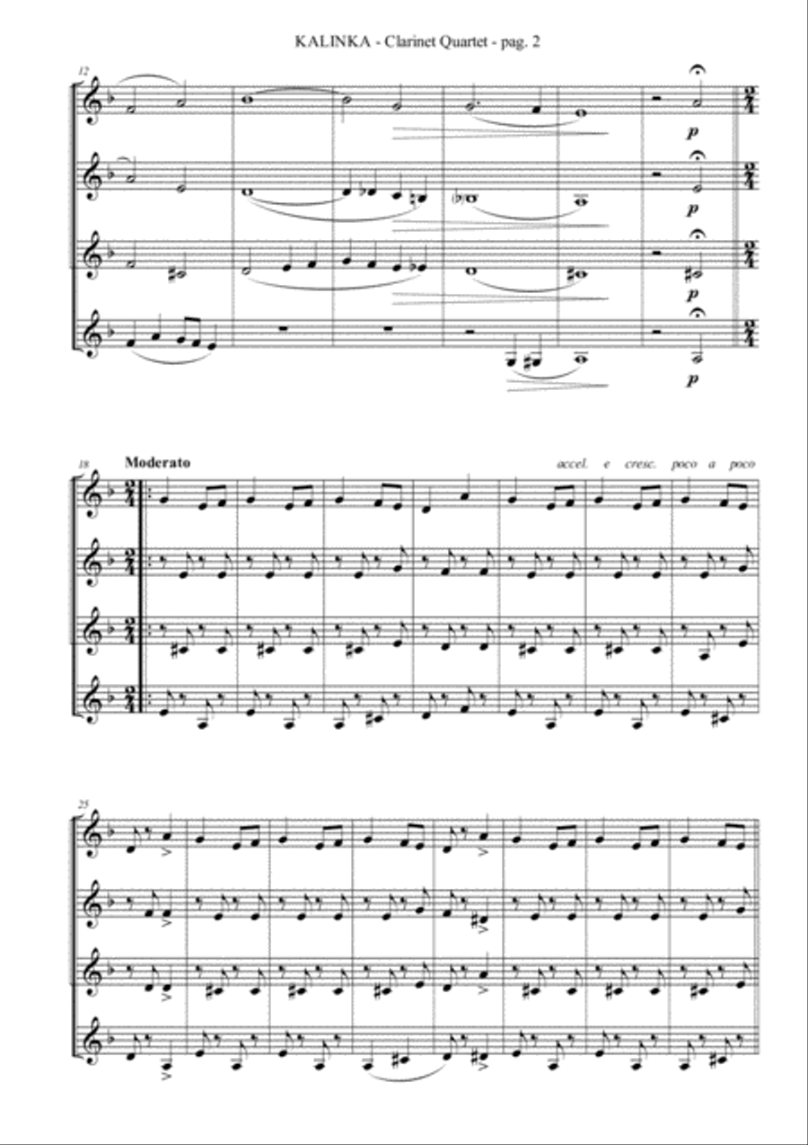 Kalinka for Clarinet Quartet image number null