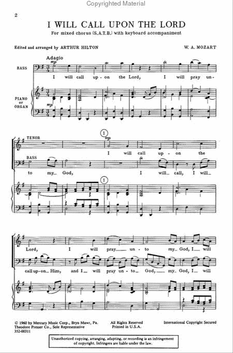 I Will Call Upon the Lord 4-Part scores gallery preview page 2