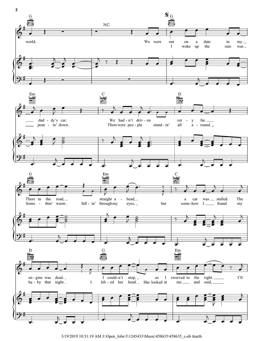 Last Kiss Piano, Vocal, Guitar scores gallery preview page 2