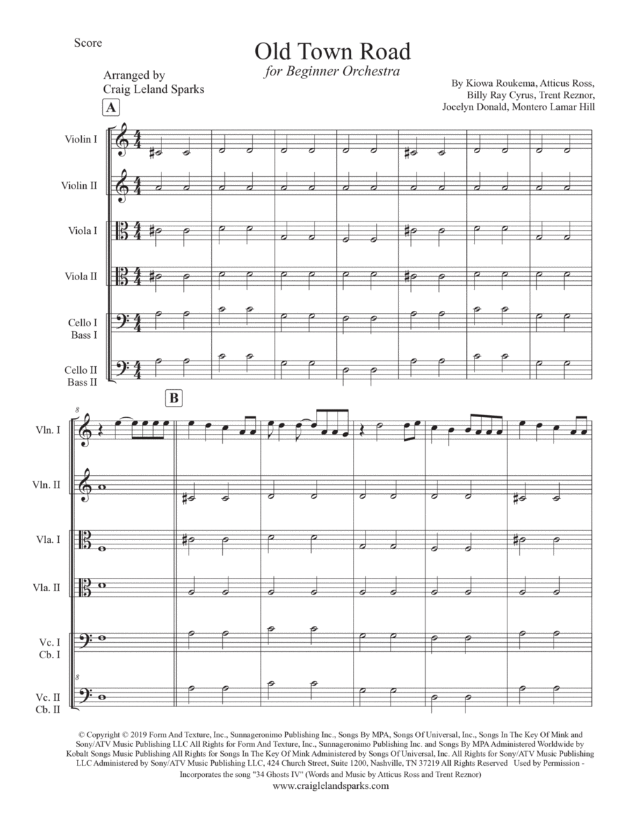 Old Town Road (remix) Old Town Road (remix) String Orchestra scores gallery preview page 1