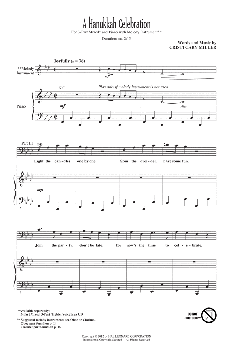 A Hanukkah Celebration 3-Part scores gallery preview page 1