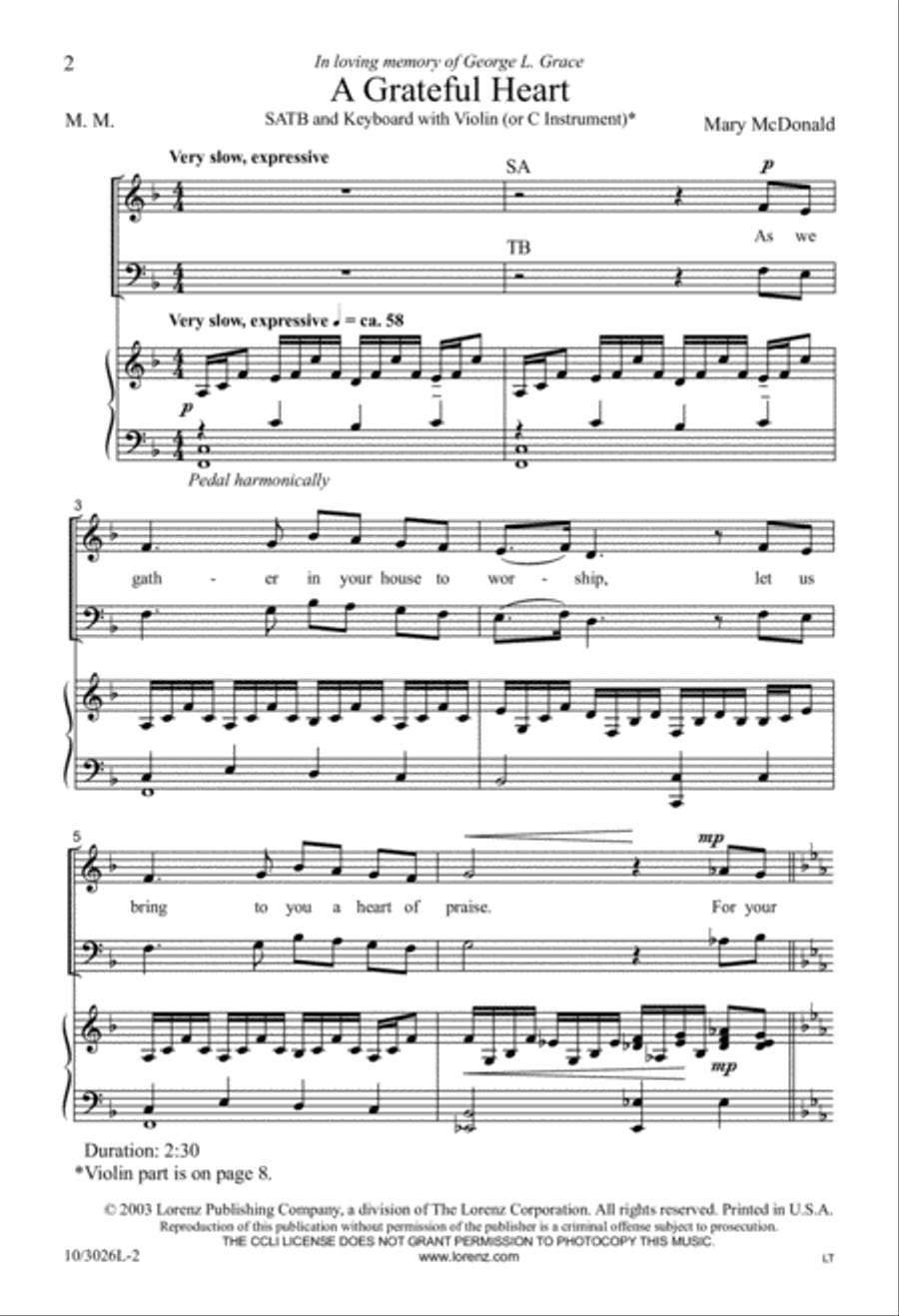 A Grateful Heart 4-Part scores gallery preview page 2