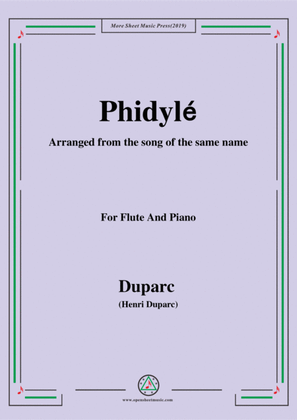 Book cover for Duparc-Phidylé,for Flute and Piano,for Voice and Piano