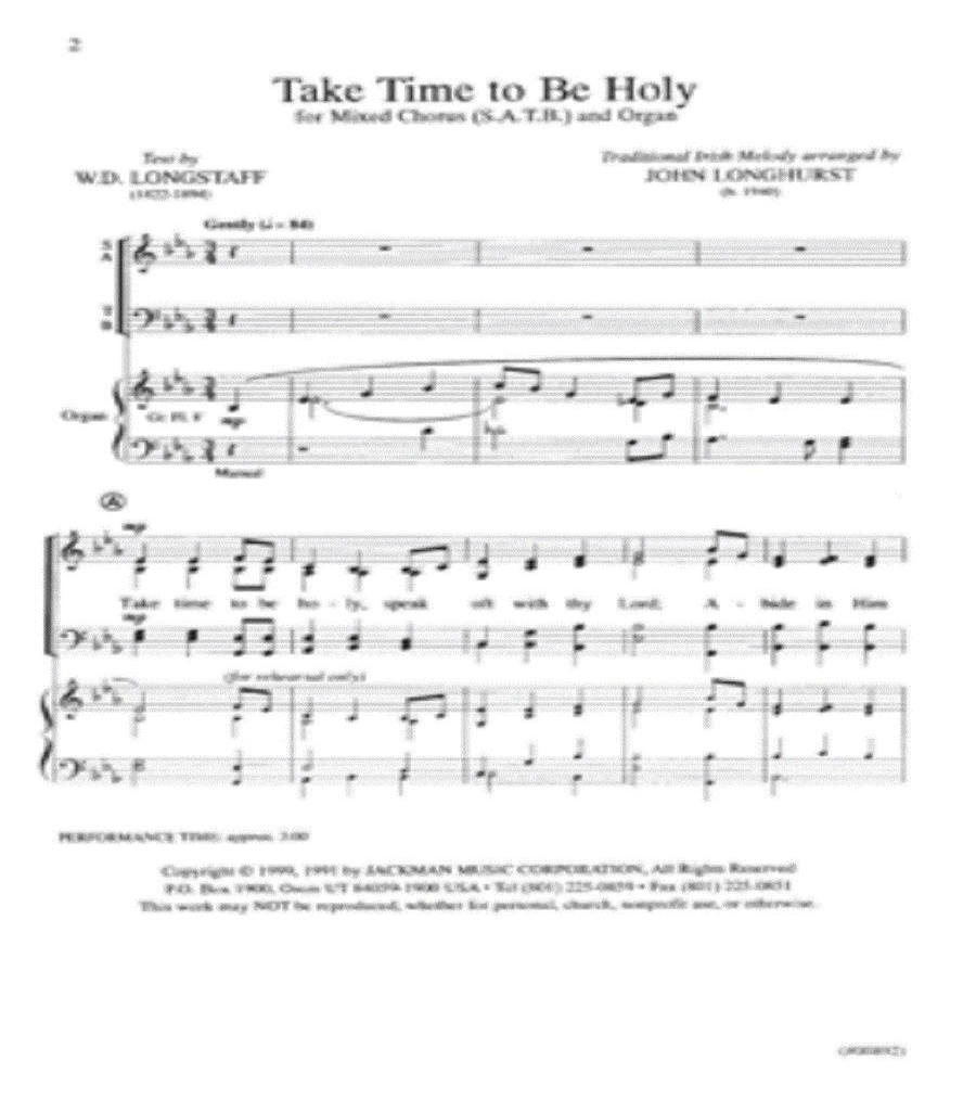 Take Time to Be Holy - SATB 4-Part scores gallery preview page 2