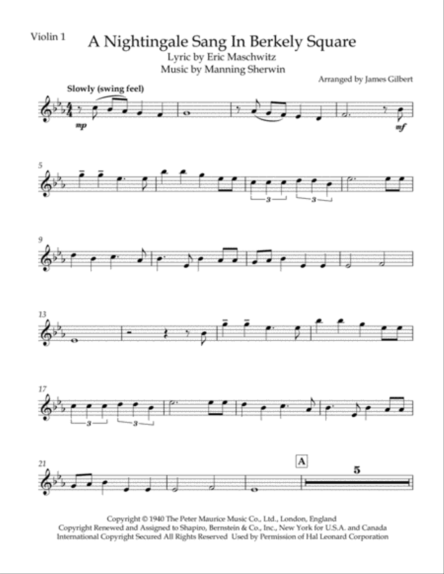 A Nightingale Sang In Berkeley Square String Quartet scores gallery preview page 3
