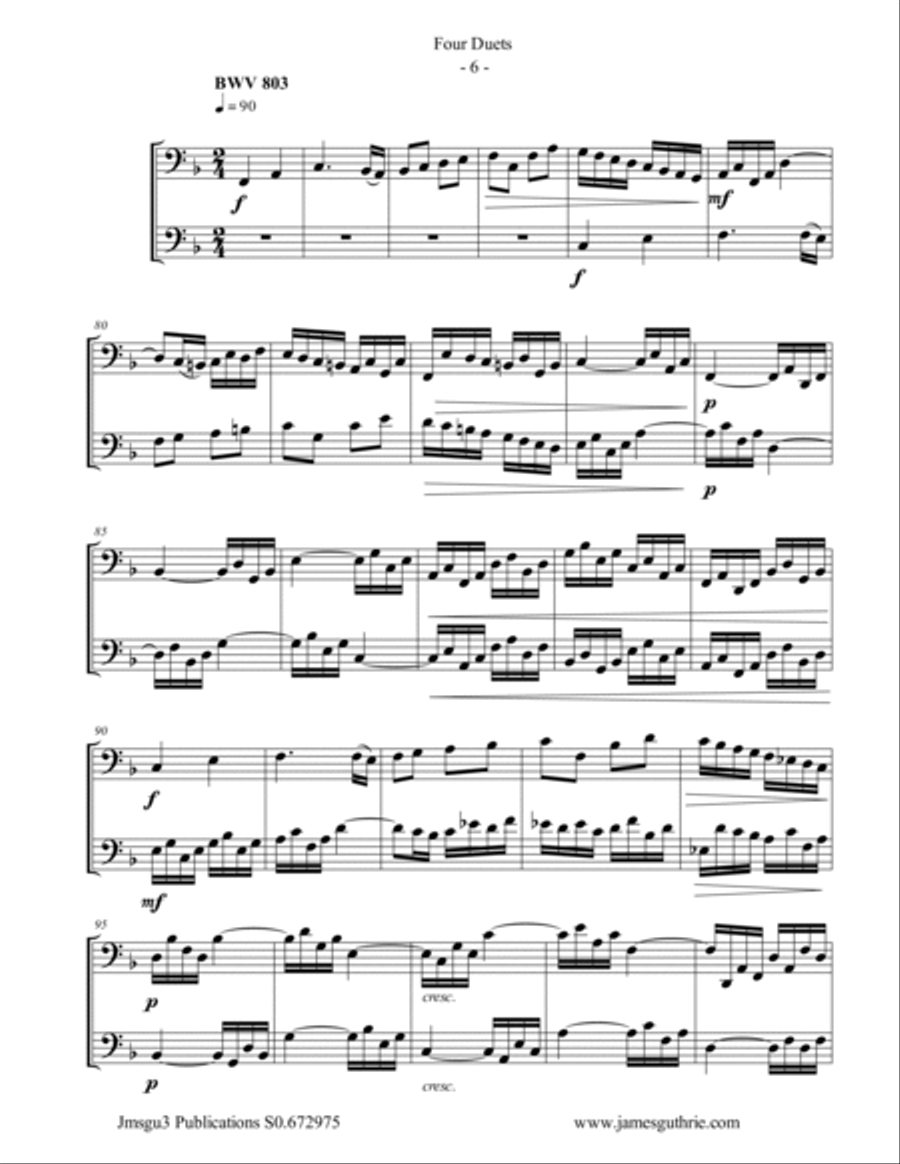 Bach: Four Duets for Bassoon & Cello Bassoon scores gallery preview page 6