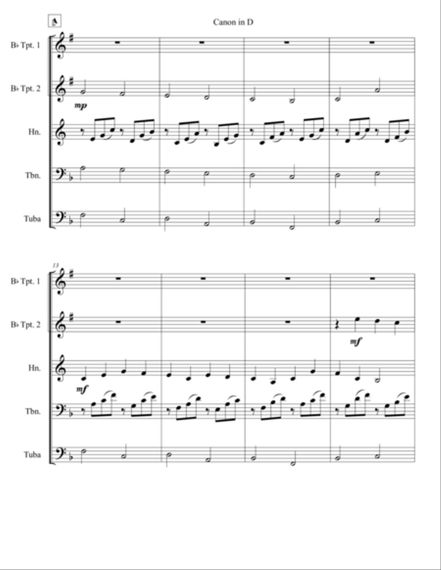 Canon in D Brass Ensemble scores gallery preview page 2