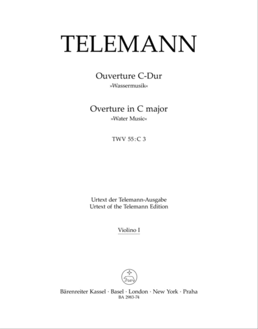 Ouverture C major TWV 55:C3 'Wassermusik' by Georg Philipp Telemann Violin - Sheet Music