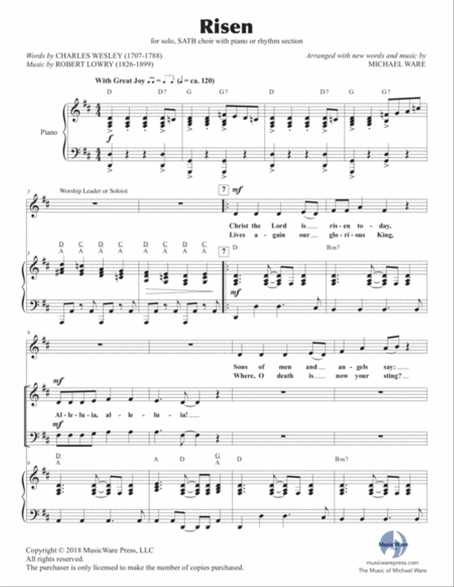 Risen (SATB) Risen (SATB) 4-Part scores gallery preview page 2