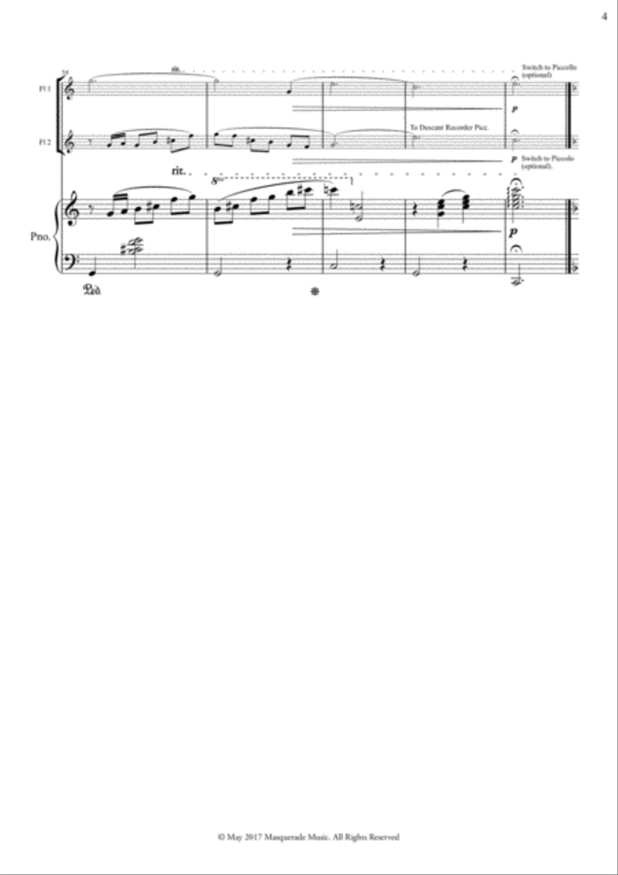 Two Miniatures for 2 Flutes and Piano (with optional piccolo duet) Flute Duet scores gallery preview page 5