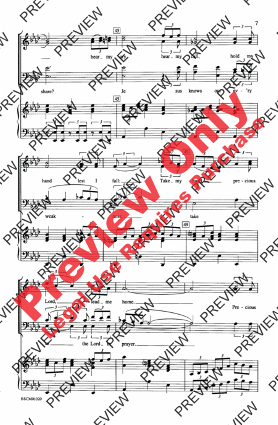 Precious Lord, What a Friend 4-Part scores gallery preview page 7