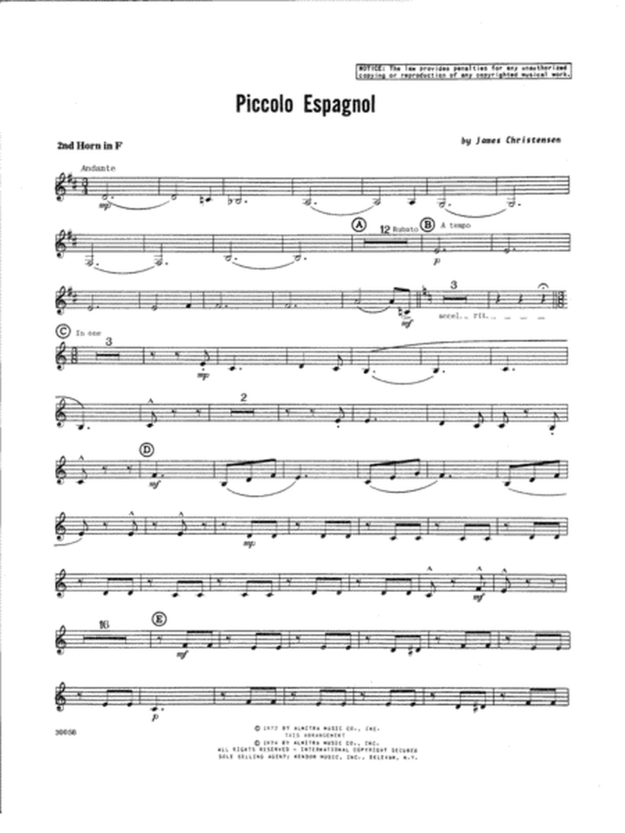Piccolo Espagnol - 2nd Horn in F