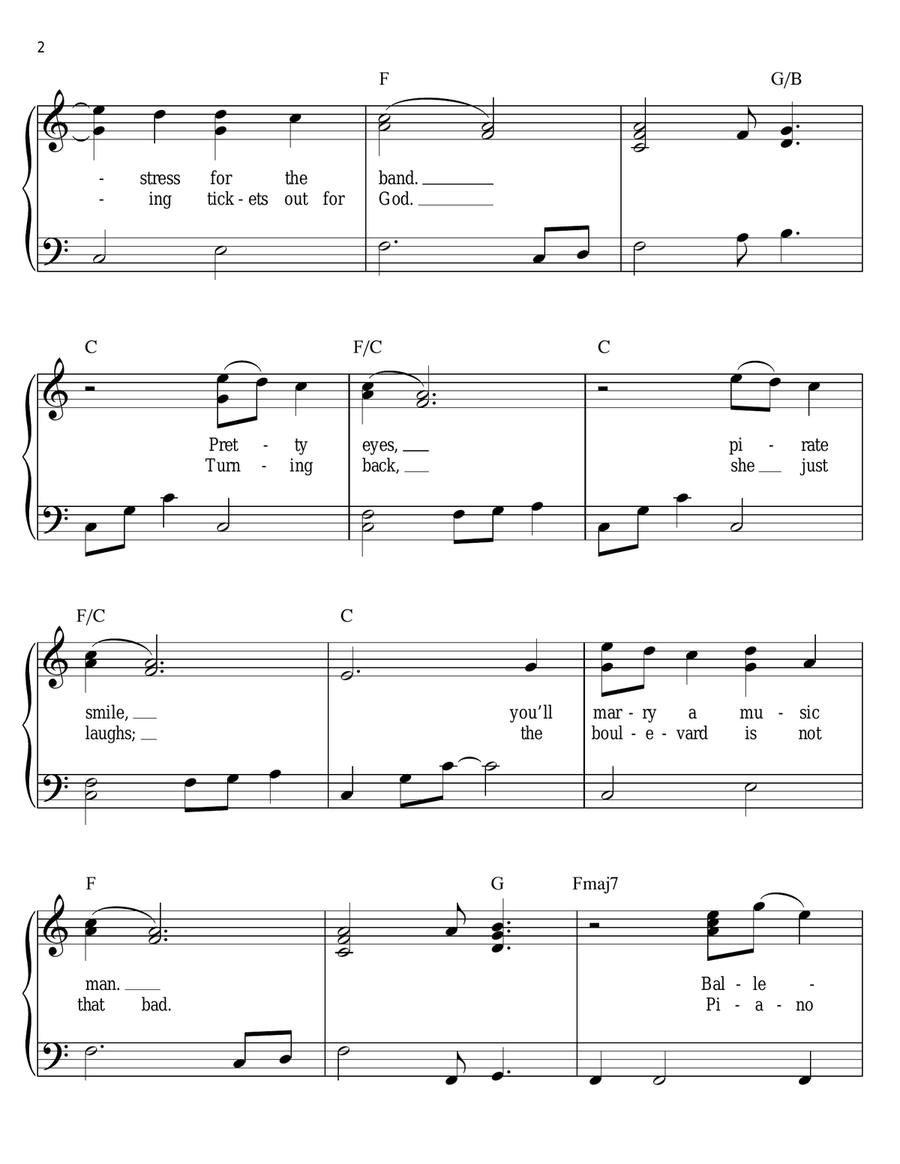 Tiny Dancer Easy Piano scores gallery preview page 2